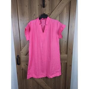 Talbots Petite Hot Pink 100% Linen Shift Dress MP